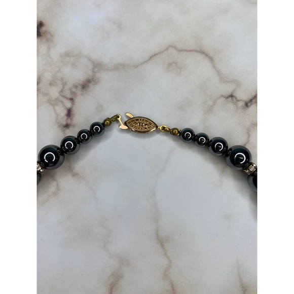 9Vintage Hematite 14k Necklace | Maximalist Hematite Jewelry |Protective Jewelry - Picture 5 of 7